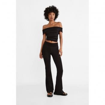 Ribbed Waist Flared Trousers - Black XL