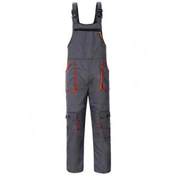 yukirtiq Hombre Pantalones de Trabajo Polialgodón Resistente Mono de Trabajo Ropa Peto de Trabajo Hombre Bolsillos Multiusos, Gris, L