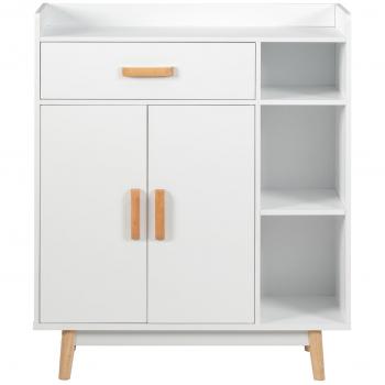 Armario Blanco de Madera con 1 Cajón, 2 Puertas y 3 Estantes para Baño, Casa y Oficina - Costway