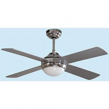 Ventilador de Techo Niklas Silversky Ø 121 cm, 60W, 3 Velocidades, 4 Aspas en MDF Plateado, con Mando a Distancia y Lámpara E27