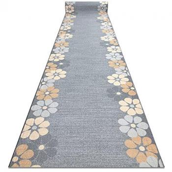 Alfombra de Pasillo Antideslizante con Refuerzo de Goma Margaretka Flor, Gris 67x300 cm