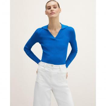 Motivi - Jersey de mujer canalé con cuello velero