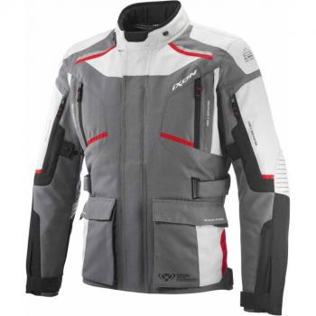 Ixon Chaqueta textil impermeable para motocicleta Midgard Gris-Negro-Rojo (XL)