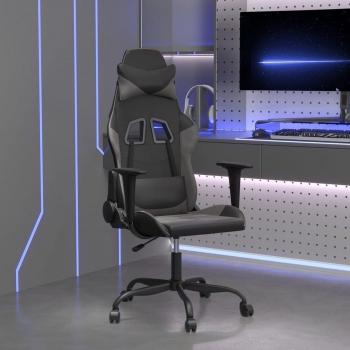 Silla Gaming Cuero Sintético Negro y Gris