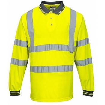 Polo de Manga Larga Alta Visibilidad con Cintas Reflectantes Portwest S277 Amarillo Talla S