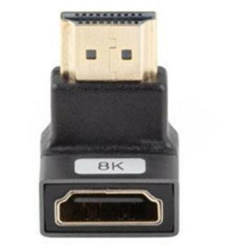 Adaptador HDMI 8K Lanberg Macho a Hembra Angular Abajo Aluminio Plata