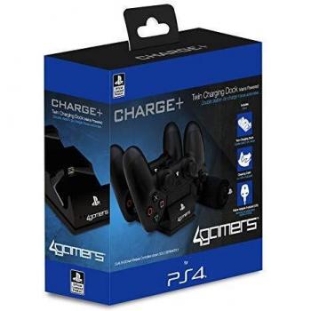 4Gamers - Estación Doble De Carga para Mandos con Kit De Limpieza, Negro