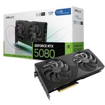 PNY GeForce RTX 5080 Slim OC 16GB GDDR7 Graphics Card with DLSS4, HDMI and DisplayPort Outputs