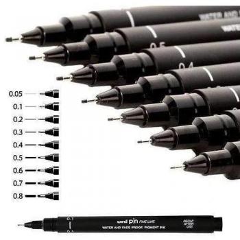 Uni-Ball PIN02-200(S) - Rotulador permanente de punta fina, color negro (12 unidades)