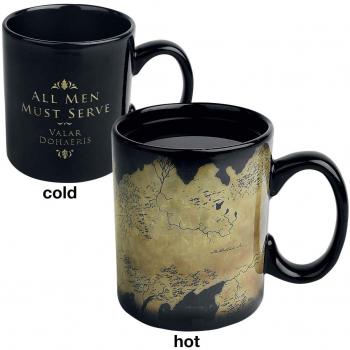 Juego de Tronos taza efecto térmico de Poniente Essos negro de cerámica 400ml
