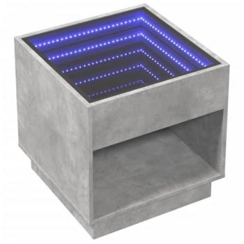 Mesa de centro con Infinity LED gris hormigón 50x50x50 cm