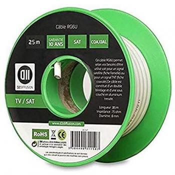 Bobina de cable coaxial 25 m blanco diámetro 6 mm