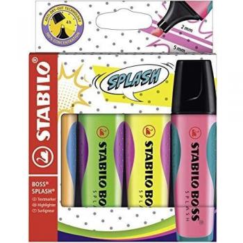 STABILO Rotulador stabilo boss splash 75 estuche de 4 unidades colores surtidos