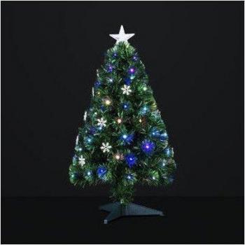 Árbol de Navidad con Copo de Nieve 90 cm Verde Abeto Decoración Interior Escama LED Feeric Lights Christmas Luminoso Fibra Óptica con Transformador