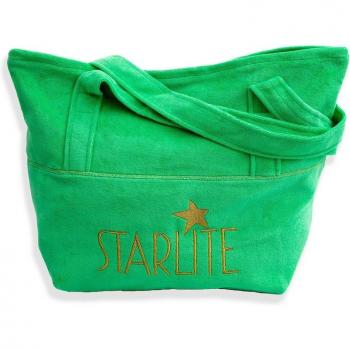 Bolso de hombro de mujer Starlite con logo bordado y bolso shopper verde Mare con bordado dorado