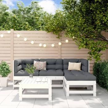 5-Piece White Solid Pine Garden Lounge Set