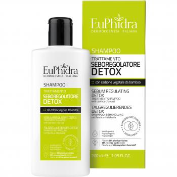 Champú Seborregulador Detox Euphidra 200 ml - Tratamiento Profesional para Cuero Cabelludo Graso con Carbón Vegetal