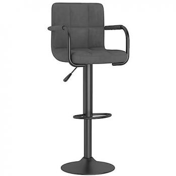 Taburete de cocina de terciopelo gris oscuro moderno ajustable para bar y mostrador, diseño elegante y cómodo, ideal para casa, bistró o restaurante