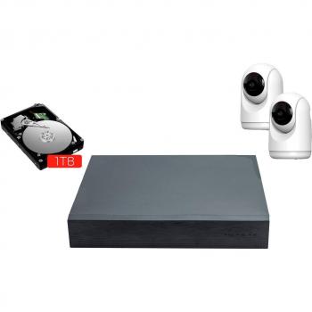 ENERGEEKS - Grabador NVR de Videovigilancia 8 Canales con 2 Cámaras Motorizadas Sentinel III para Interiores + Disco Duro de 1 TB