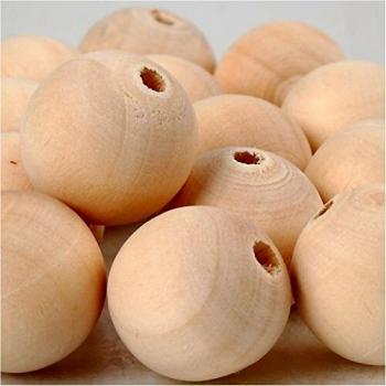 Perlas de Madera 20 mm, diámetro interior 4 mm, paquete de 14 piezas
