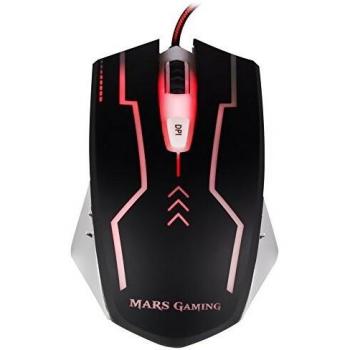 Mars Gaming MM2 - Ratón PC, 5000DPI, sensor óptico, LED 4 colores, 5 perfiles