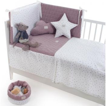 Colcha y protector de cuna T/60 Felipa Rosa 60x120 cm