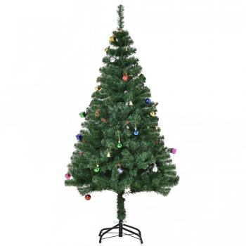 HOMCOM Árbol de Navidad Artificial 150 cm con Adornos y Soporte Incluidos Ignífugo Ramas de PVC Verde