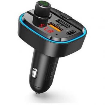 Transmisor Bluetooth 5.0 FM XO con Pantalla LED, 2 Puertos USB-A, 1 Puerto USB-C y Función Manos Libres