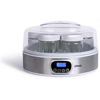 Livoo - Yogurtera Eléctrica, 7 tarros de cristal de 170 ml, Yogur casero | programable hasta las 3pm, apagado automático DOP216 Gris