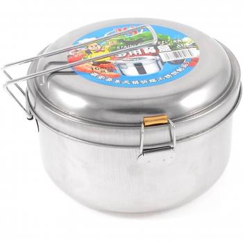 Sourcingmap-Mango Desmontable de acero inoxidable 2capas Lunch Box 6,3pulgadas Dia