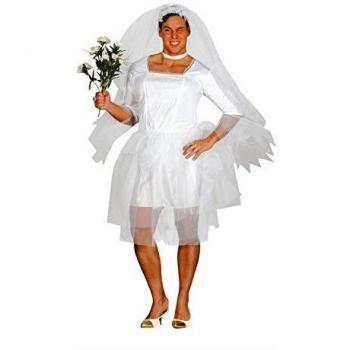 Disfraz de Novia para Hombre Adulto Talla L 52-54 con Velos y Accesorios