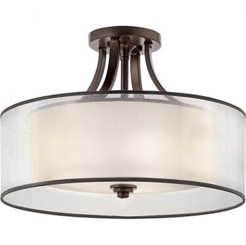 Plafón Lacey Mission Bronce 33,7 Cm - Elstead Lacey 4 Light Montaje semi empotrado, Mission Bronze, E27