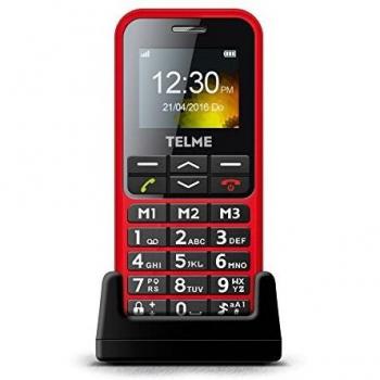 Emporia TELME C151 (teléfono móvil con botón grande iluminado extra grande) Rojo