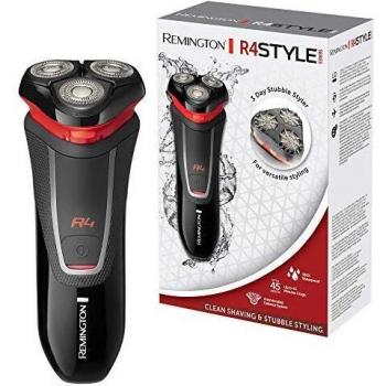 Remington R4 Style Series R4000 - Afeitadora Eléctrica Rotativa, Cuchillas Flexibles, Cortapatillas, Inalámbrica, Negro y Rojo
