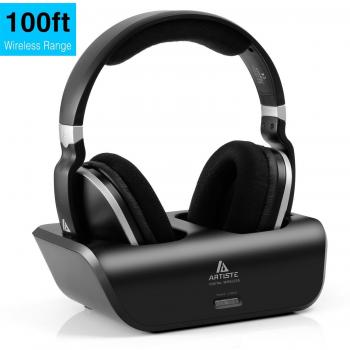 Auriculares De Diadema Para TV,Artiste UHF/RF 2.4GHz Con Estación De Carga Inalámbrica Transmisión En 30 Metros