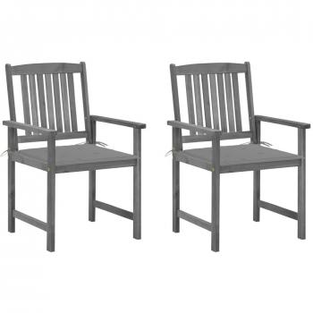 Acacia Wood Patio Chairs Set with Cushions - 2 pcs Gray