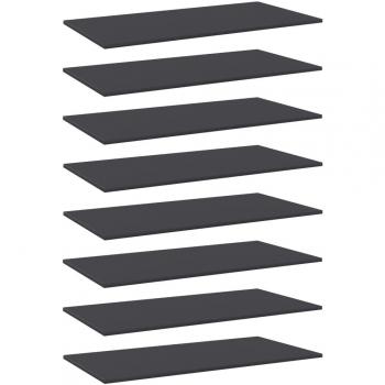 Engineered Wood Bookshelf Boards Set of 8 - Grey, 80x30x1.5 cm (31.5x11.8x0.6)