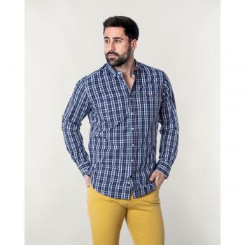 Camisa Spagnolo popelín cuadros bolsillo multicolor para hombre