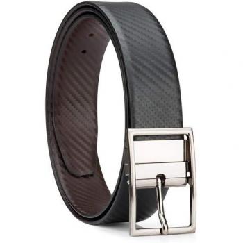 Cinturón Hombre Jaslen 49912 de Piel Genuina Ancho Color Negro Reversible con Hebilla de Metal Elegante