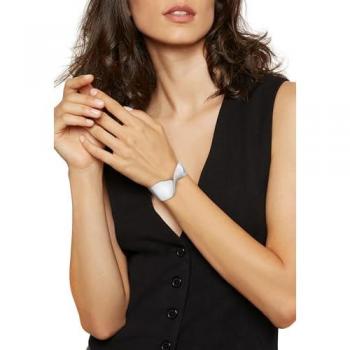 Pulsera Rígida de Acero Espejado para Mujer BREIL Retwist en Plata con Piedras - Tamaño Medio