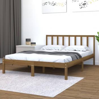 Estructura de cama de madera maciza de pino miel 120x200 cm