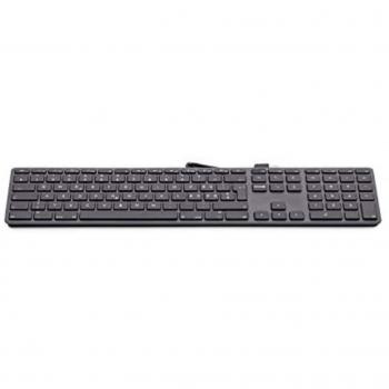 Teclado USB LMP KB-1243 Alemán Gris con 110 teclas, cable USB, 2 puertos USB y cubierta superior de aluminio