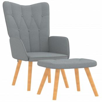 Sillón relax con reposapiés en tela gris claro
