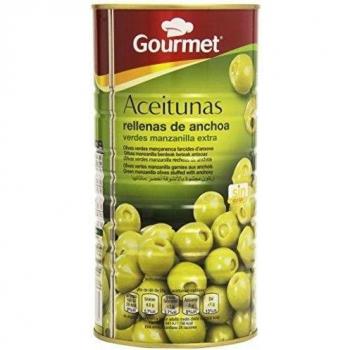 Gourmet - Aceitunas rellenas de anchoa - Verdes manzanilla extra - 600 g