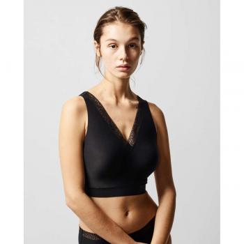 Chantelle Women's SoftStretch Wire-Free Bra - Black, Padded Lace Design, Size XS/S
