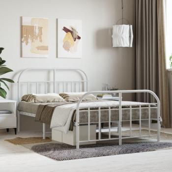 Cama de metal blanco con cabecero y pediera 120x200 cm