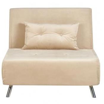 Sofá Cama Individual Plegable de Terciopelo Beige con Cojín Farris
