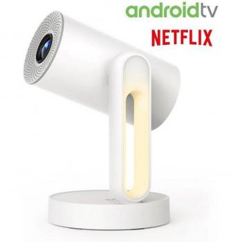 Proyector ETOE Starfish con Android TV 11.0, 300 Lúmenes ANSI, Corrección Automática Keystone, Luz Nocturna Táctil Multicolor y Chromecast Integrado