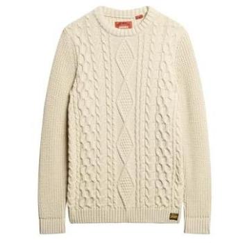 Jersey de punto trenzado Superdry Jacob para hombre - Color Beige/Ecru - Talla XL - Casual y Sostenible