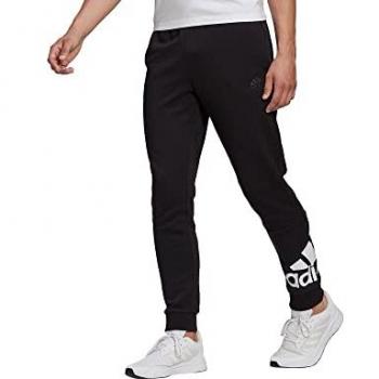 Pantalón largo Adidas Essentials French Terry Tapered Cuff Logo para hombre en color negro y blanco, modelo GK8968, talla S